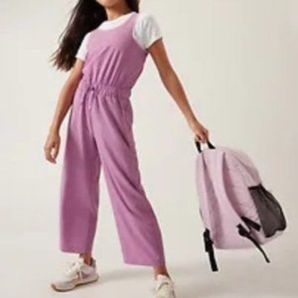 Athleta Girl Jump for Joy Tank Jumpsuit Pockets Geranium Purple Size XXL/16 New - Picture 1 of 16